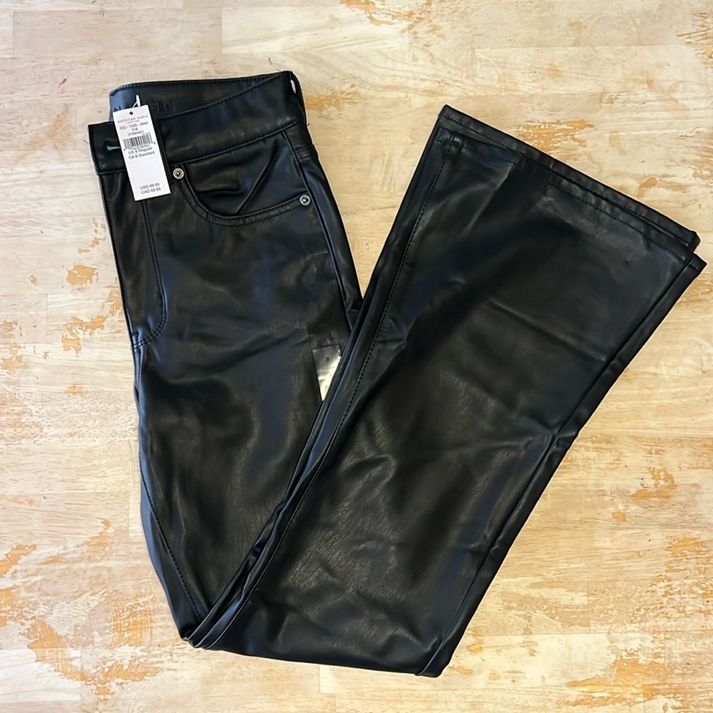 American Eagle flare leather pants
